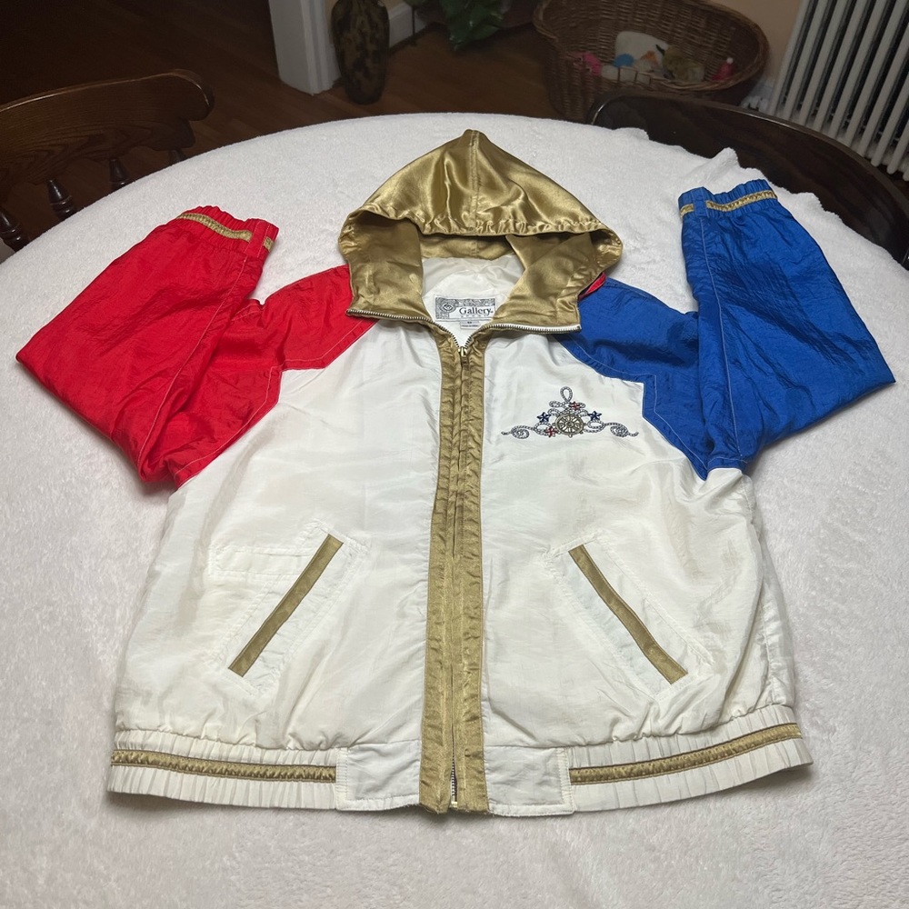 Vintage Gallery Sport Windbreaker Hooded Size S 100% Nylon Colorful Nautical